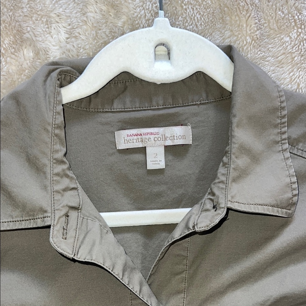 Banana Republic Chic Olive Button-Up Romper with Belt - Picture 2 of 11